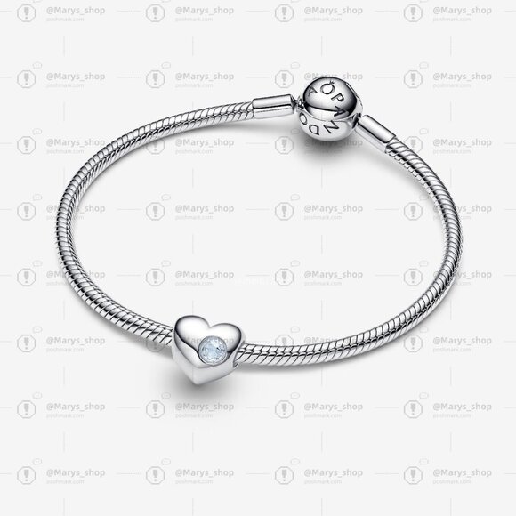 Pandora Engravable Sea Aqua Blue Stone Heart Charm - Picture 3 of 4